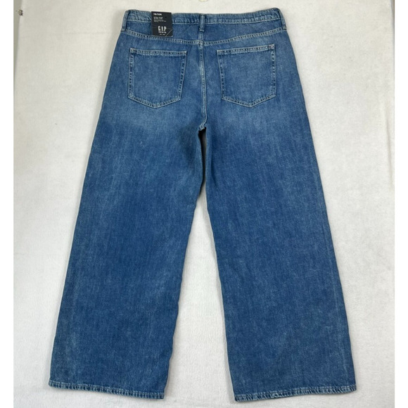 GAP Jeans Women Plus 16 33R High Rise Wide Leg Dark Wash Fade Contemporary - Picture 2 of 10